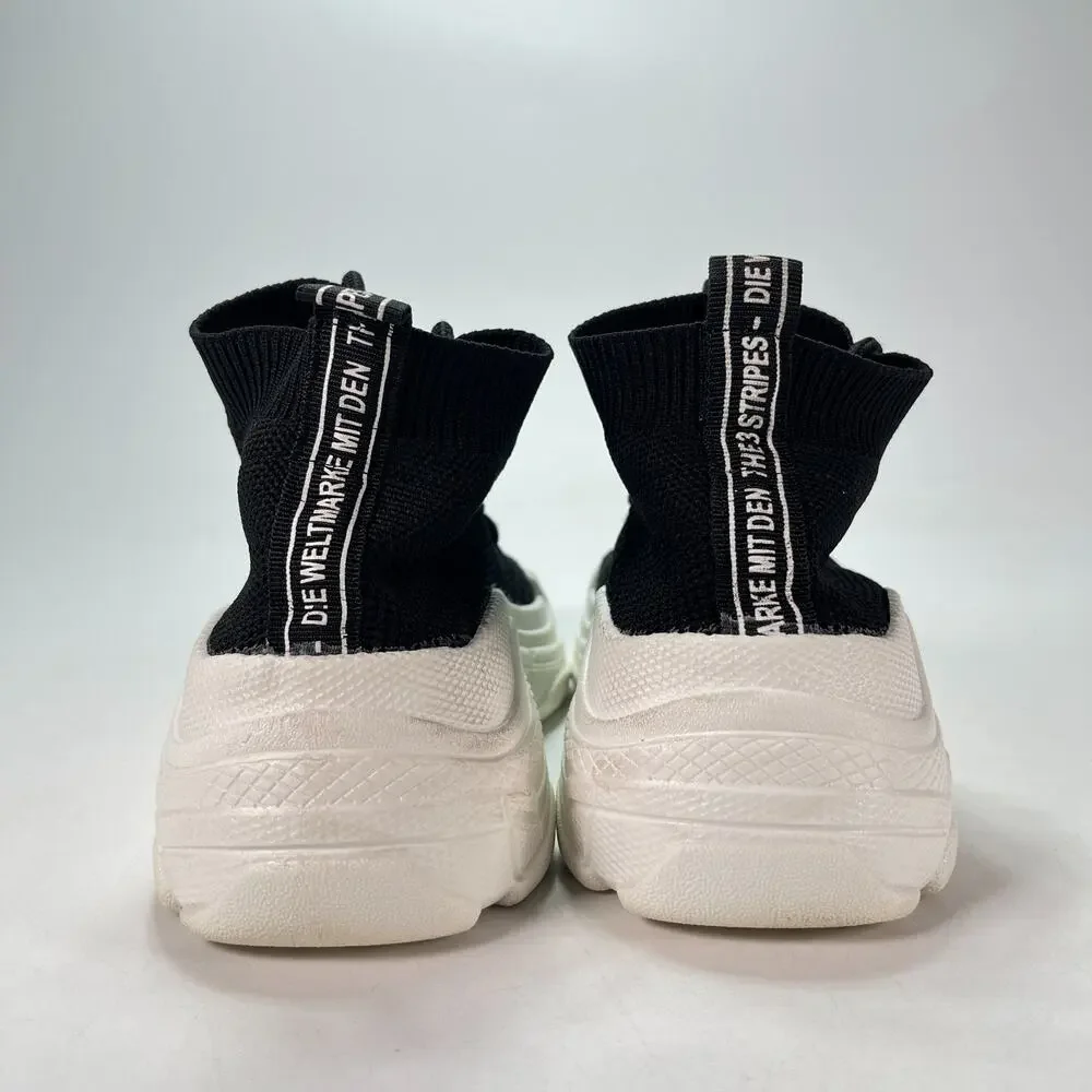 Auroral Black White Chunky Knit Sock Sneakers Lace Up Women's Size US 5.5 EU 36